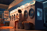 Laundry appliance dryer adult. AI generated Image by rawpixel.