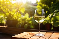 Wine glass outdoors nature table. 