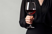 Woman hand glass wine holding. 