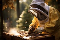 Beekeeper beekeeper outdoors holding. 