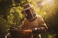 Beekeeper honeycomb beekeeper outdoors. AI generated Image by rawpixel.