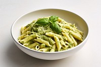 Pesto pasta plate food. 