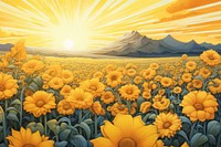 Flower field sun backgrounds sunflower. 