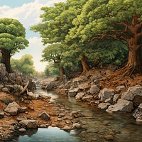 Stream wilderness landscape outdoors. 