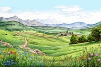 Scenery landscape grassland countryside. AI generated Image by rawpixel.