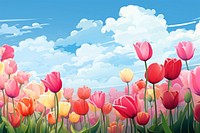 Summer tulips field backgrounds landscape outdoors. AI generated Image by rawpixel.