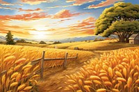 Rural scenery farm agriculture landscape. 