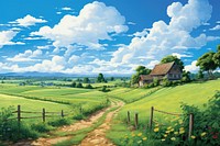 Rural scenery landscape grassland outdoors. 