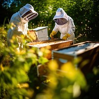 Beekeeper apiary farm. 