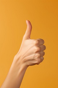 Thumbs up, hand gesture. 