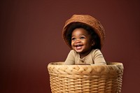 Baby african american portrait basket. 