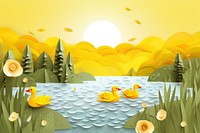 Ducks outdoors nature yellow. AI generated Image by rawpixel.