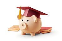 Graduation paper pig white background. AI generated Image by rawpixel.
