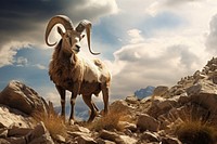 Alpine ibex rock livestock wildlife. AI generated Image by rawpixel.