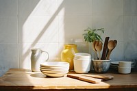 Kitchen bowl kitchen utensil arrangement. 