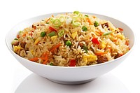 Fried rice plate food white background