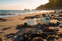 Bottle beach pollution outdoors. AI generated Image by rawpixel.