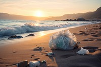 Garbage beach outdoors nature. 