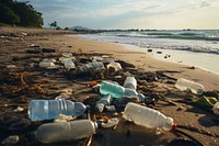 Garbage beach pollution outdoors. 