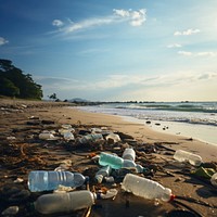 Garbage beach pollution outdoors. 