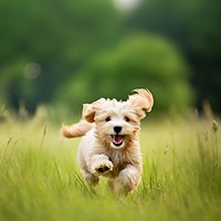 Dog puppy running outdoors grass pet. 