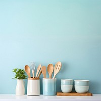 Kitchen spoon blue arrangement. 