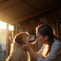 Veterinarian checking dog ears portrait mammal animal. 