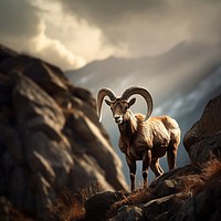 Alpine ibex livestock wildlife mountain. 