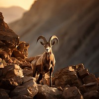 Alpine ibex rock livestock wildlife. AI generated Image by rawpixel.