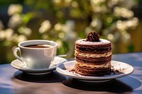 Cake chocolate dessert coffee. 
