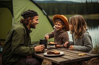 Outdoors camping family adult. 