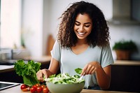 Salad adult woman bowl. 