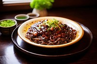 Jajangmyeon Korea food plate meal dish. 