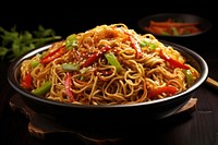 Noodle asian food spaghetti pasta plate. 