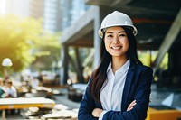 Architect portrait working hardhat. 