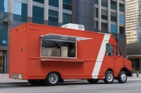 Food truck mockup, realistic vehicle psd