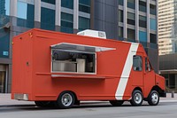 Red food truck, realistic vehicle