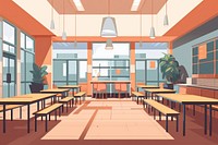 School cafeteria architecture restaurant furniture. 