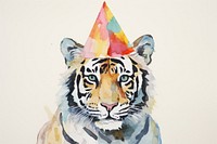 Tiger wearing party hat animal mammal representation. 