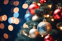 Christmas Tree With Baubles christmas shiny light. AI generated Image by rawpixel.