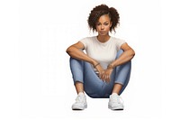 Woman wearing sneakers sitting female adult. AI generated Image by rawpixel.