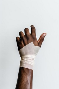 Bandage hand finger white background. 