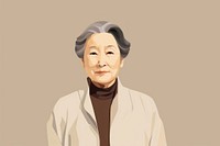 Asian woman face illustrated retirement. 