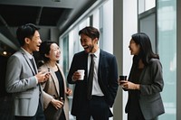 Asian Multiethnic business people group talking tolgether laughing office adult. AI generated Image by rawpixel.