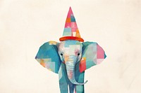 Minimal simple elephant wearing party hat mammal animal representation. 