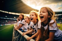 Cheering cheerful laughing football. 