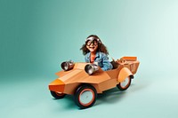 Little girl flying a cardboard airplane. AI generated Image by rawpixel.