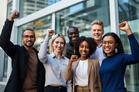 Startup team cheerful laughing standing. AI generated Image by rawpixel.