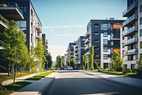 Modern apartment buildings city architecture residential area. 