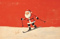 Santa skiing sports hockey snow. 